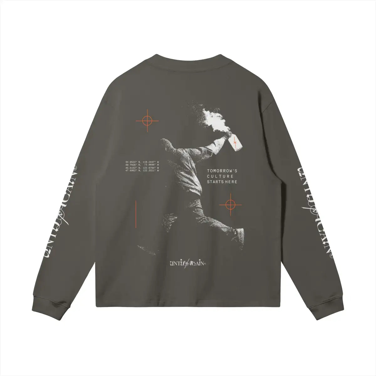 Tomorrow’s Culture Long Sleeve brown back graphic detail premium cotton